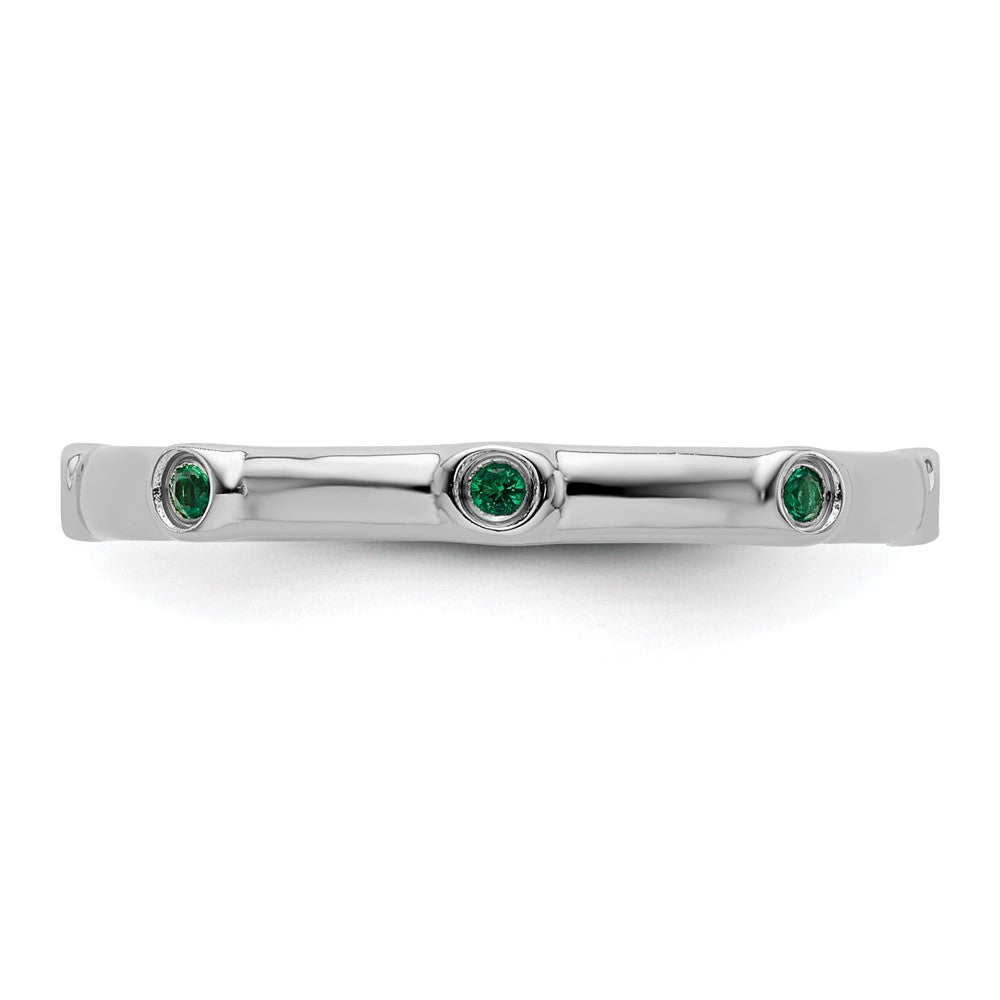 Sterling Silver Stackable Expressions Created Emerald Ring Size -6