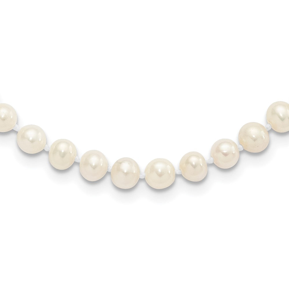 Sterling Silver Rhodium-plated 5-6mm White Near-Round Freshwater Cultured Pearl 18 inch Necklace 18 Inches