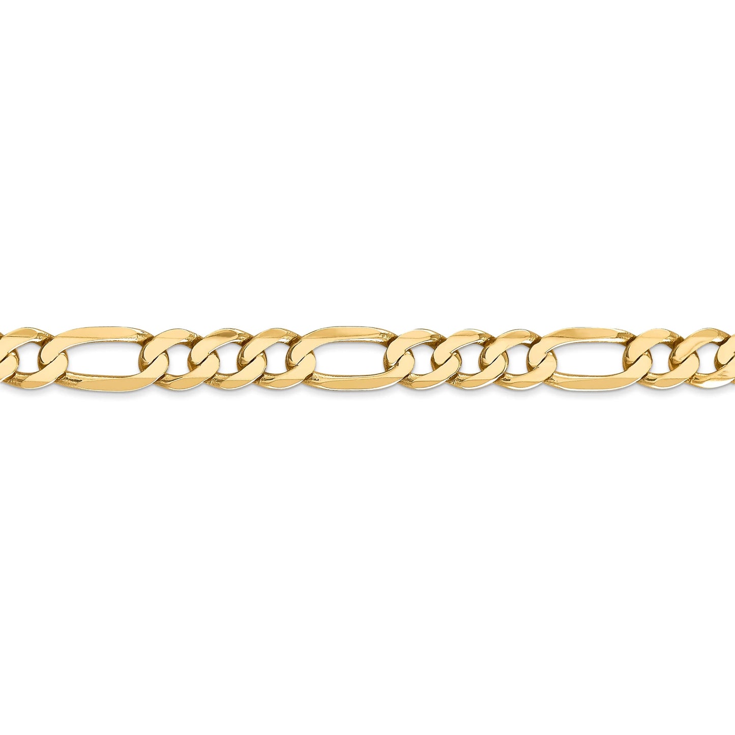 14K 7 inch 7mm Flat Figaro with Lobster Clasp Bracelet