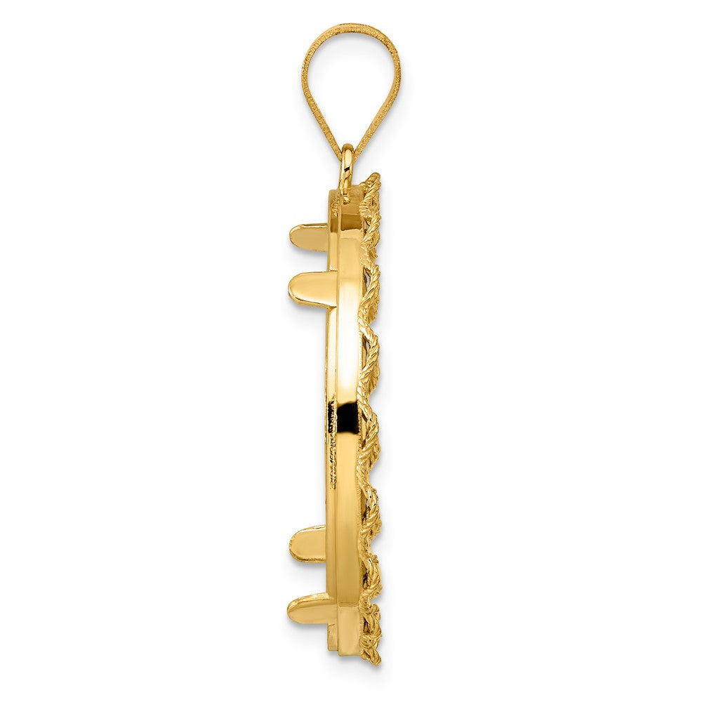 14k Diamond Cut Rope with 27.0mm Prong Coin Bezel Pendant