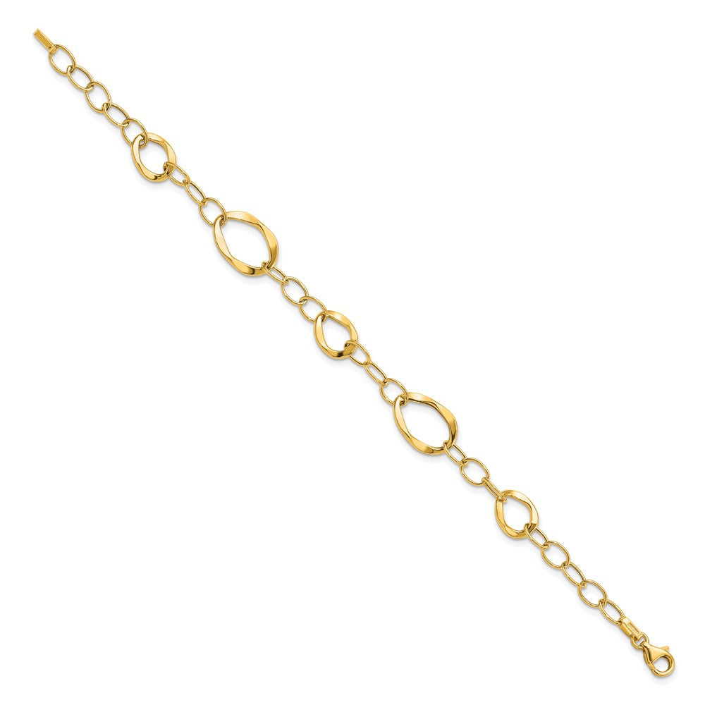 14K Polished Fancy Link Bracelet 7.5  inches