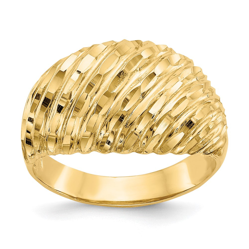 14K Diamond-cut Domed Ring Size 7