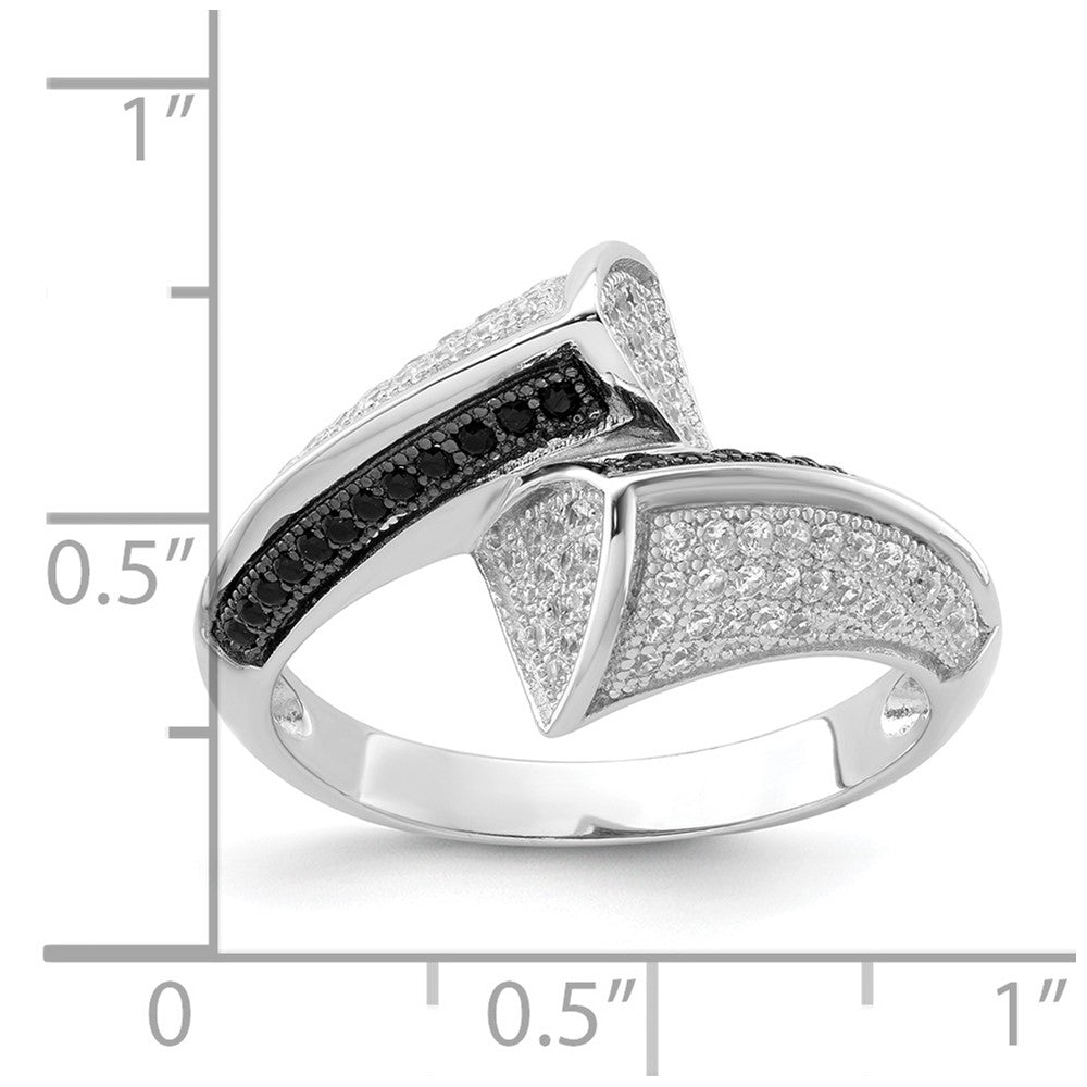 Sterling Silver Black & Clear CZ True Fire Ring