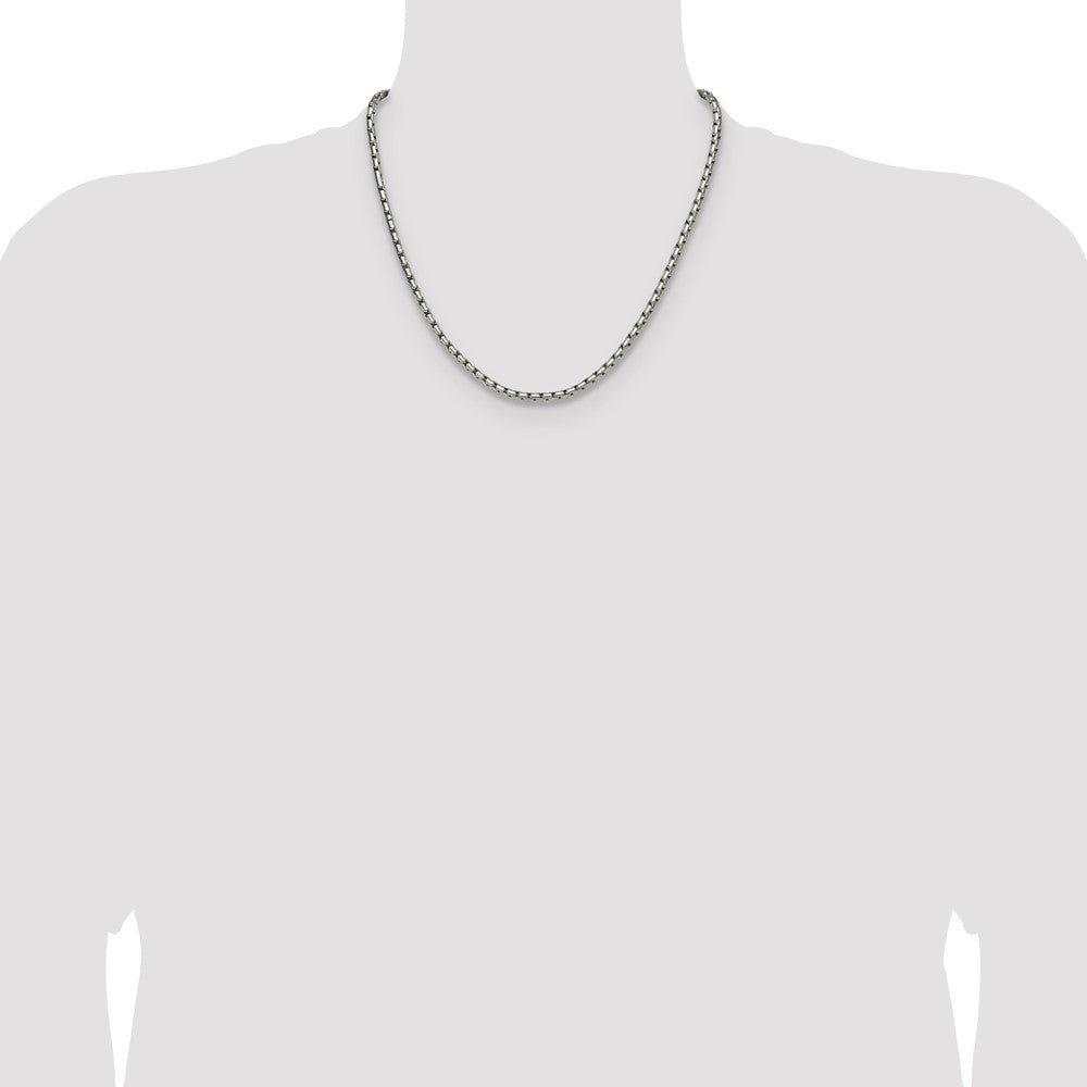 Chisel Stainless Steel Polished 3.5mm 20 inch Elongated Round Box Chain
