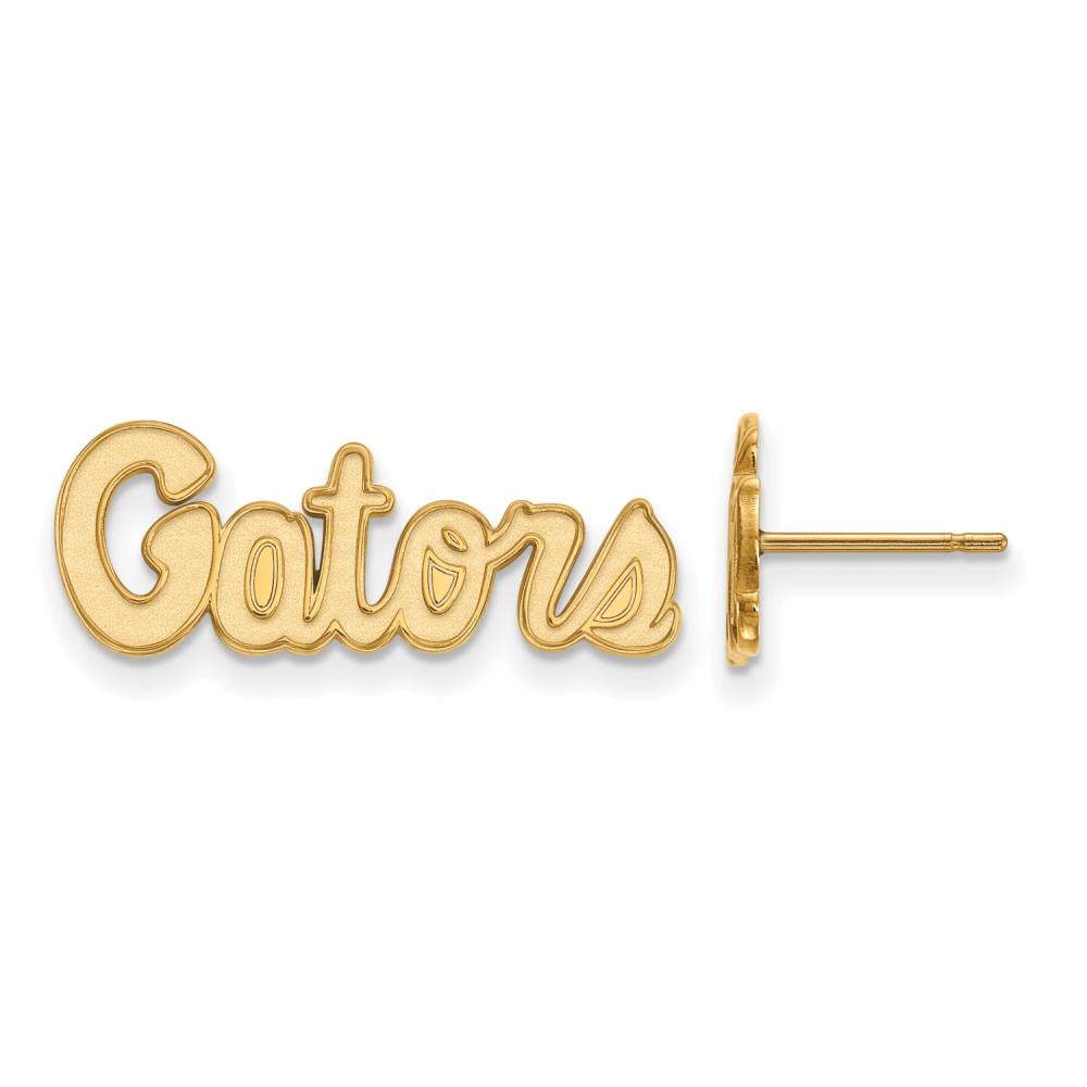 Sterling Silver Gold-plated LogoArt University of Florida Gators Script Extra Small Post Earrings Q-GP082UFL