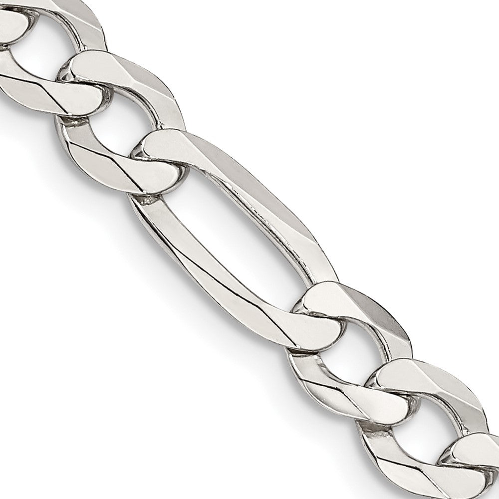 Sterling Silver 7.0mm Lightweight Flat Figaro Chain 28 Inches