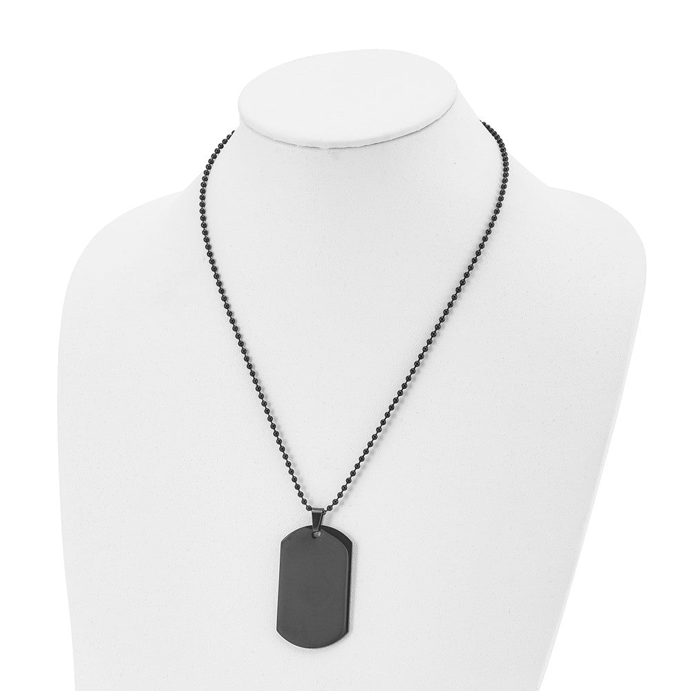 Stainless Steel Polished Black IP-plated Dog Tag 20in Necklace