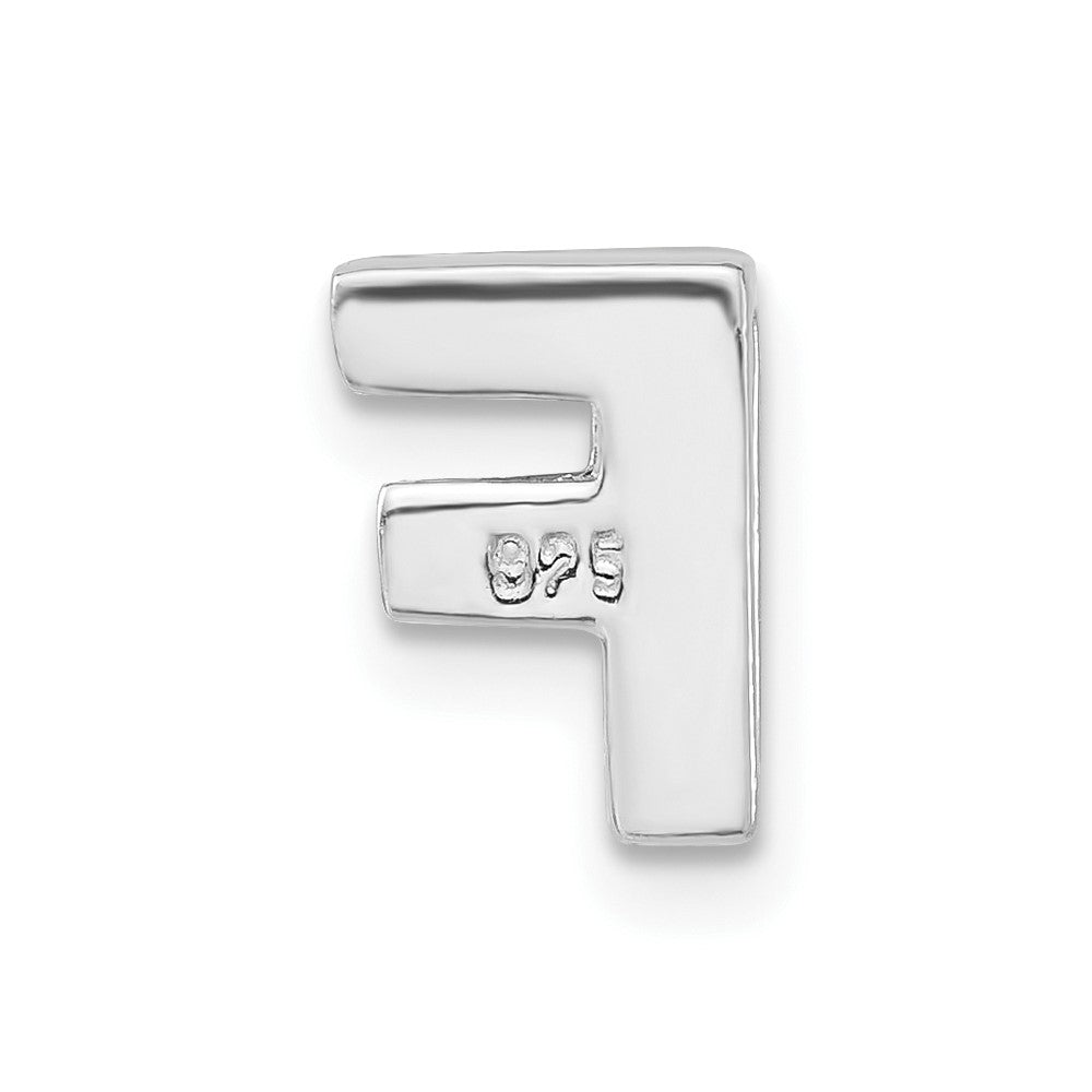 Sterling Silver Polished CZ Initial F Slide