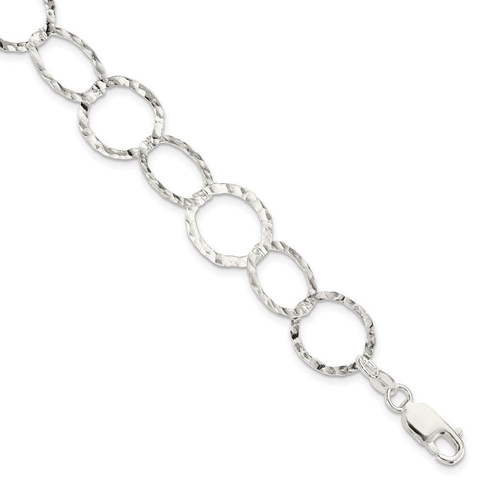 Sterling Silver Fancy Hammered Bracelet 7.5 inches