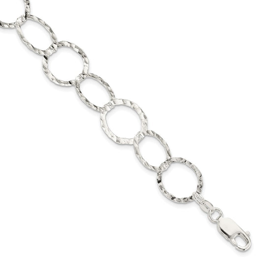 Sterling Silver Fancy Hammered Bracelet 7.5 inches