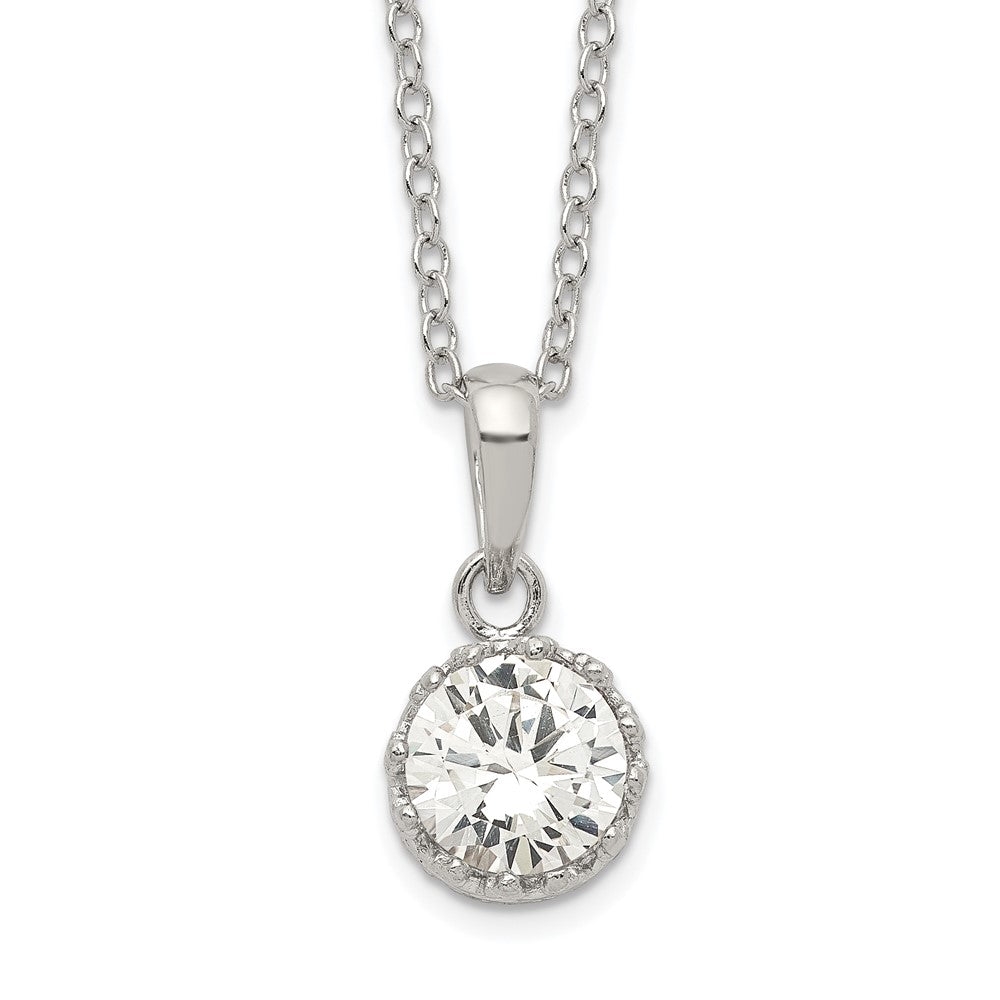 Sterling Silver Rhodium-plated Polished CZ Necklace 18 Inches
