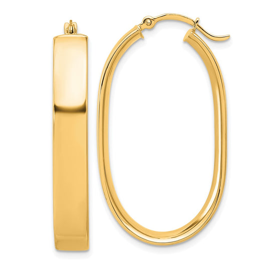 10k Polished Oval Hoop Earrings
