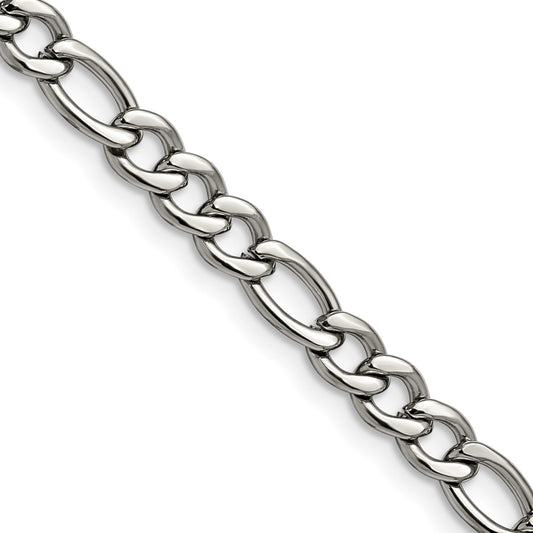 Stainless Steel Polished 5.3mm 18in Figaro Chain