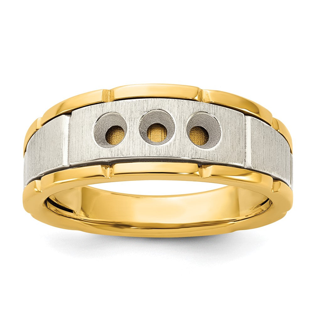 IBGoodman 14k Two-tone Three Stone Prong Set Men's Ring Mounting