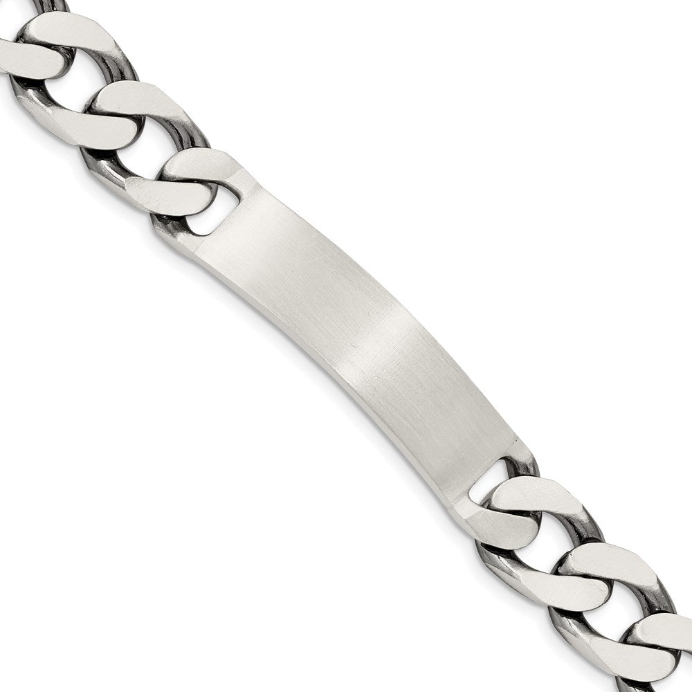 Sterling Silver 7.5inch Engraveable Antiqued Curb Link ID Bracelet 7.5 inches