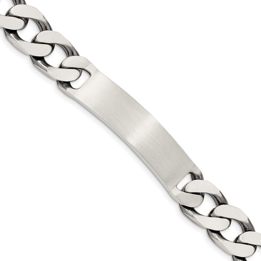 Sterling Silver 7.5inch Engraveable Antiqued Curb Link ID Bracelet 7.5 inches