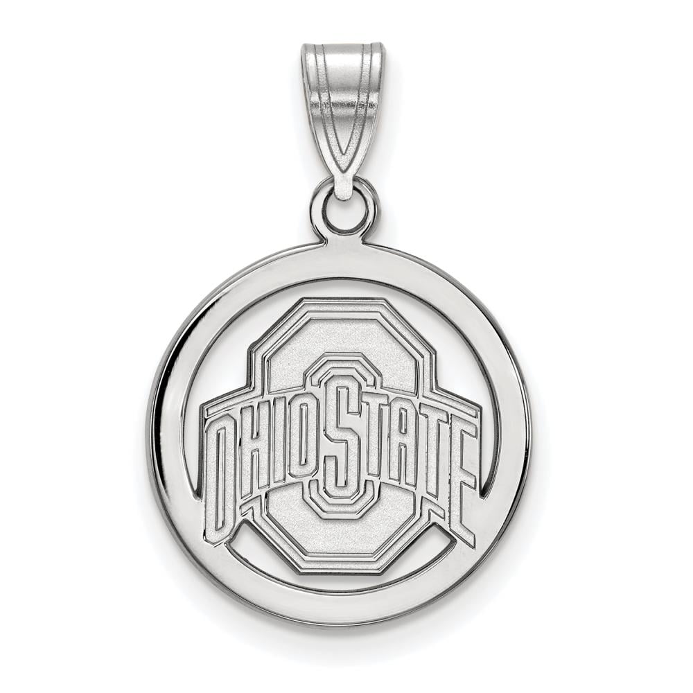 Sterling Silver Rhodium-plated LogoArt The Ohio State University Med Circle Pendant Q-SS034OSU