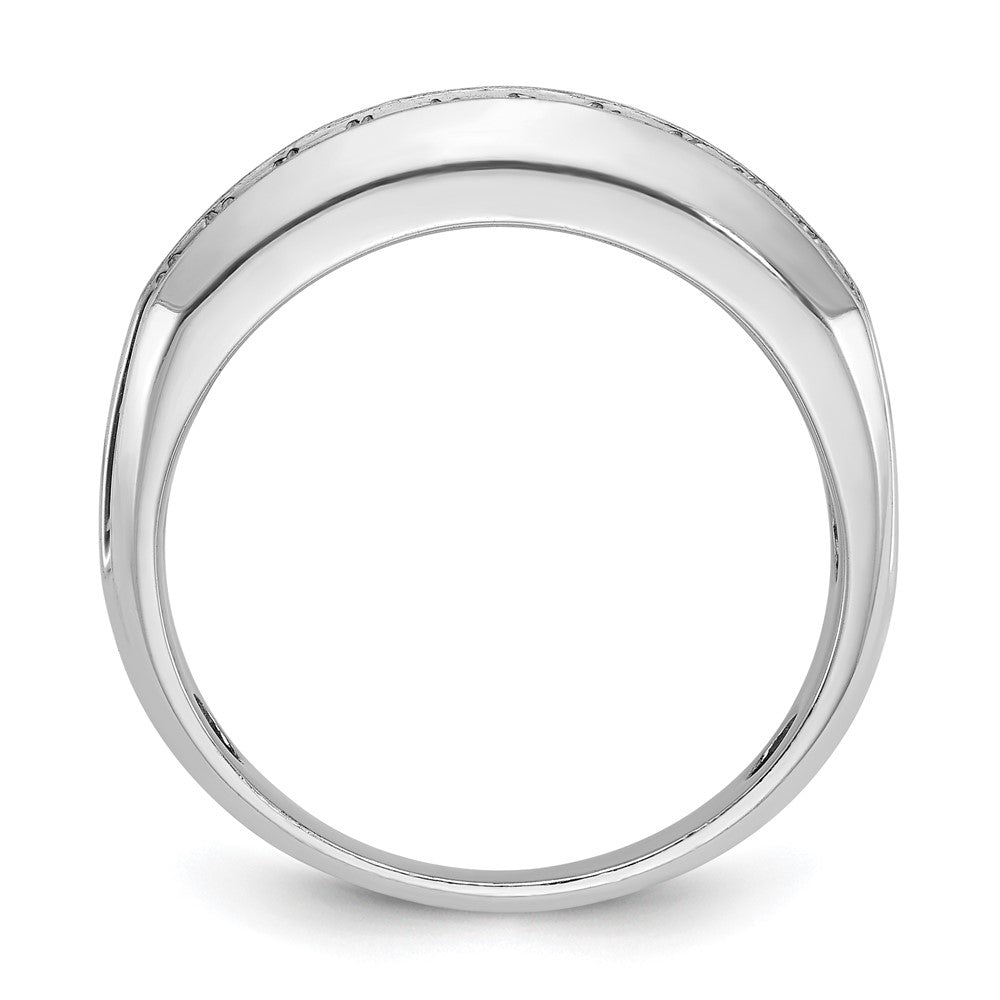 IBGoodman 14k White Gold Men's Polished Satin and Grooved 2-Row Ring Mounting