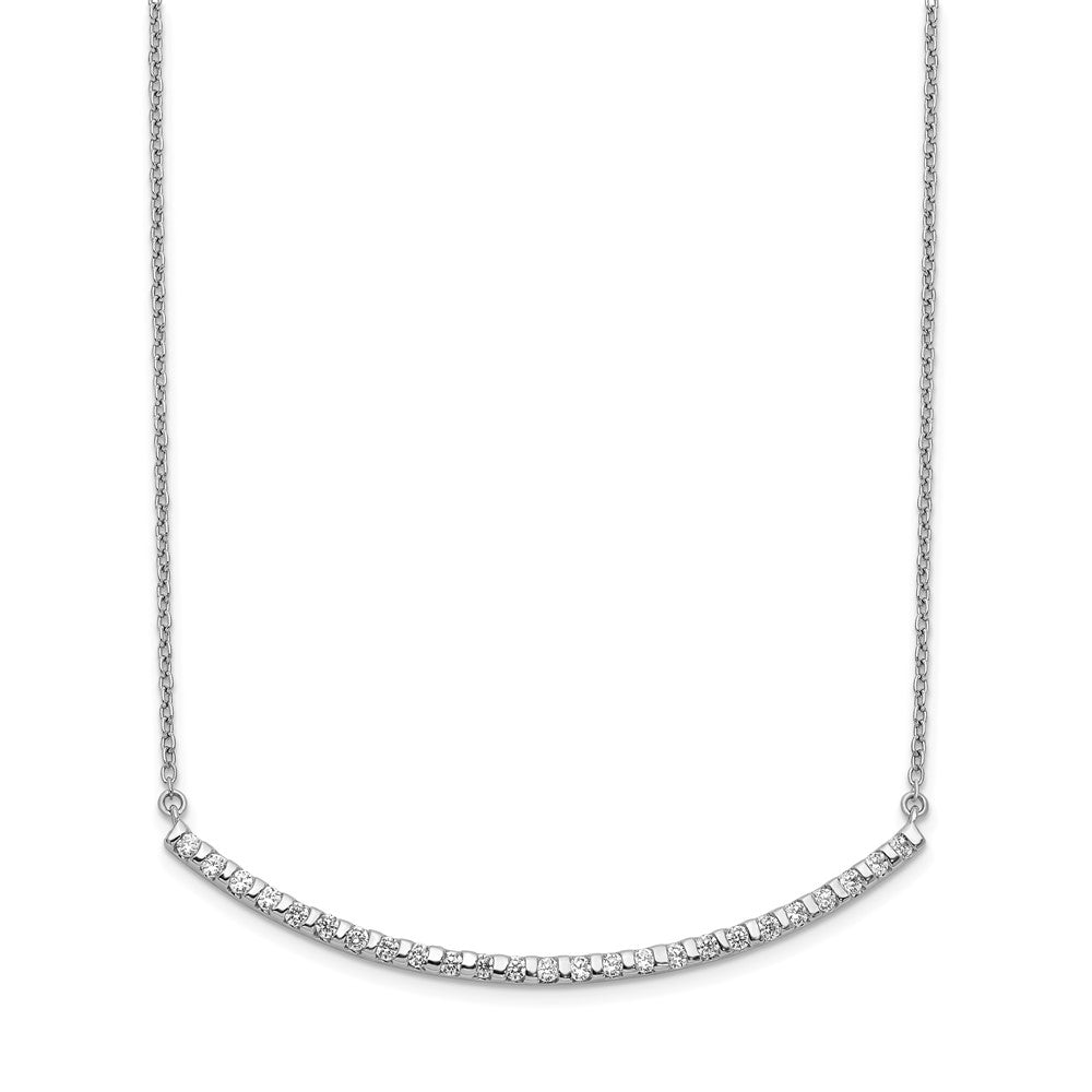 14k White Gold 1/2 carat Lab Grown Diamond VS/SI+ G+ 18 inch Curved Bar Necklace