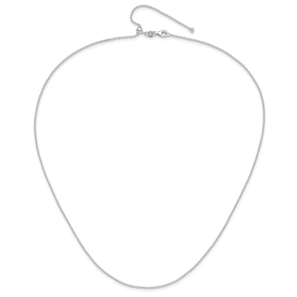 Sterling Silver Polished Beaded Adjustable Necklace 24 Inches