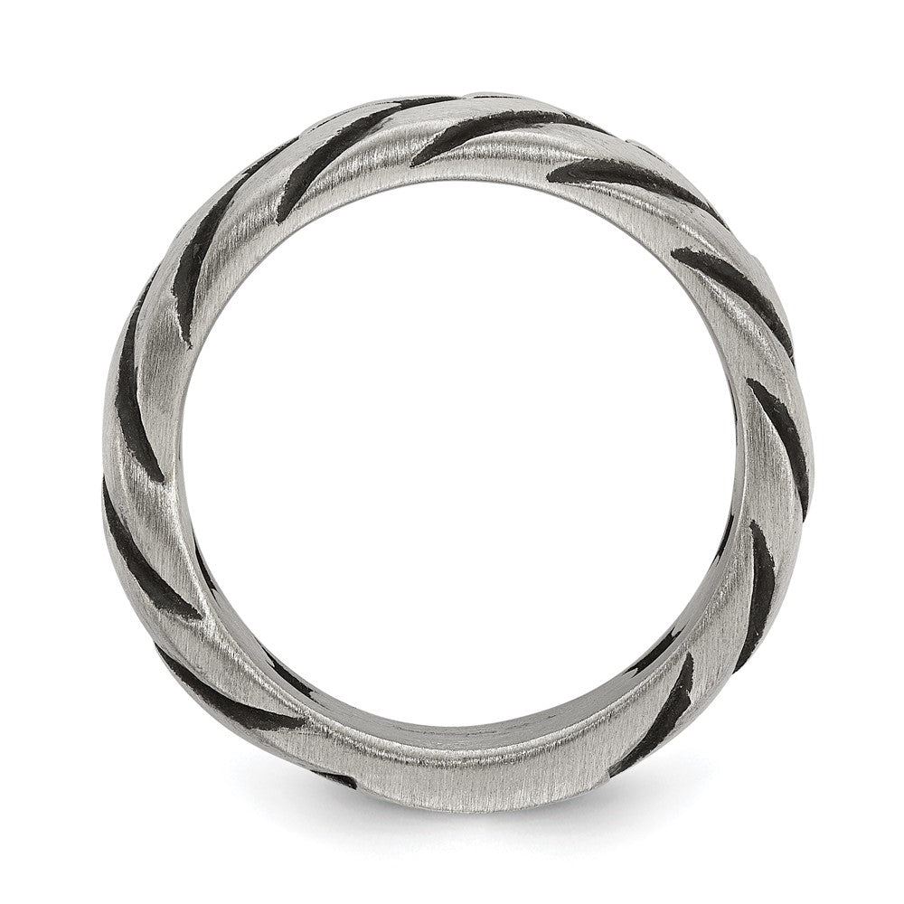 Chisel Stainless Steel Antiqued and Polished Chain Design Band Size - 9