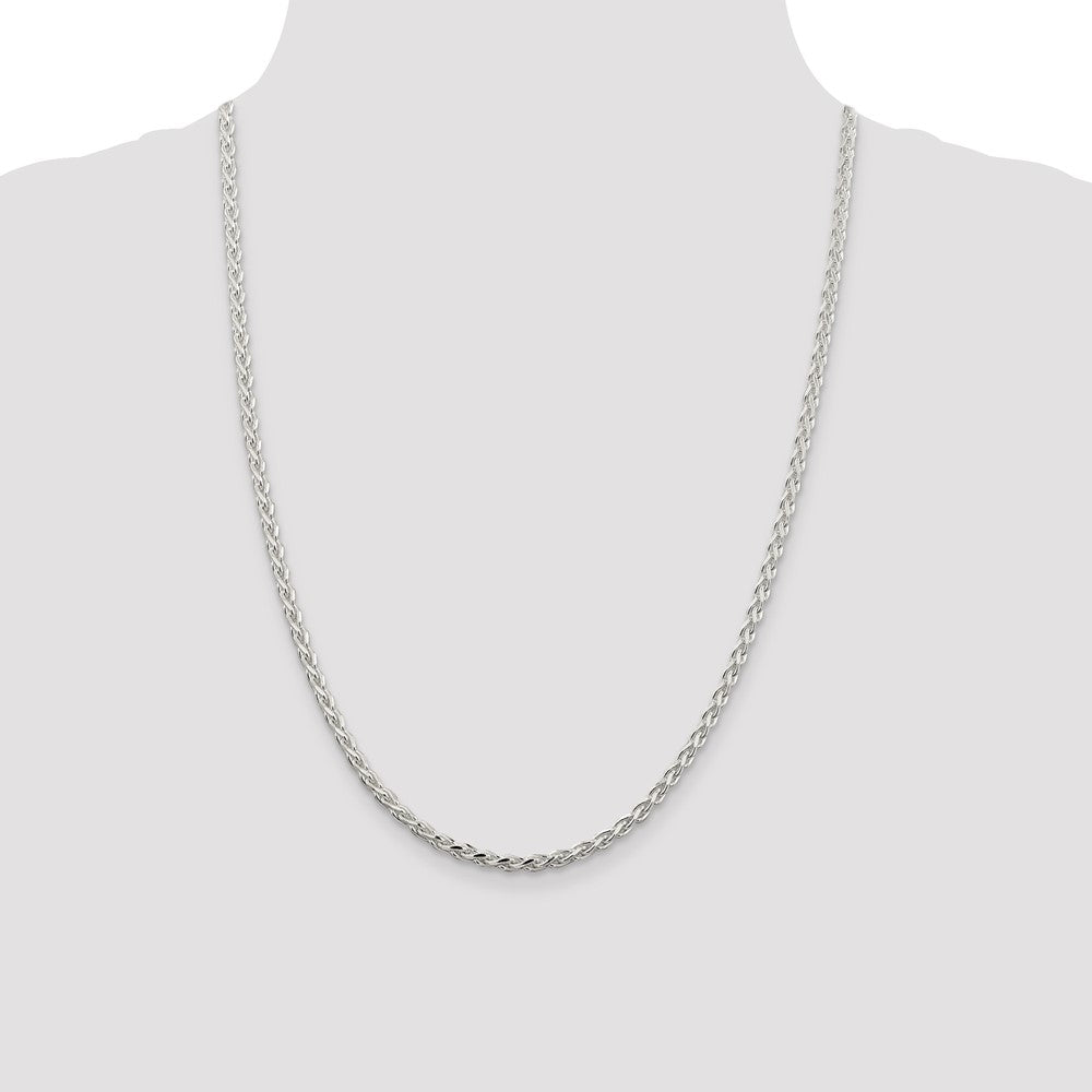 Sterling Silver 3.5mm Diamond-cut Spiga Chain 24 Inches