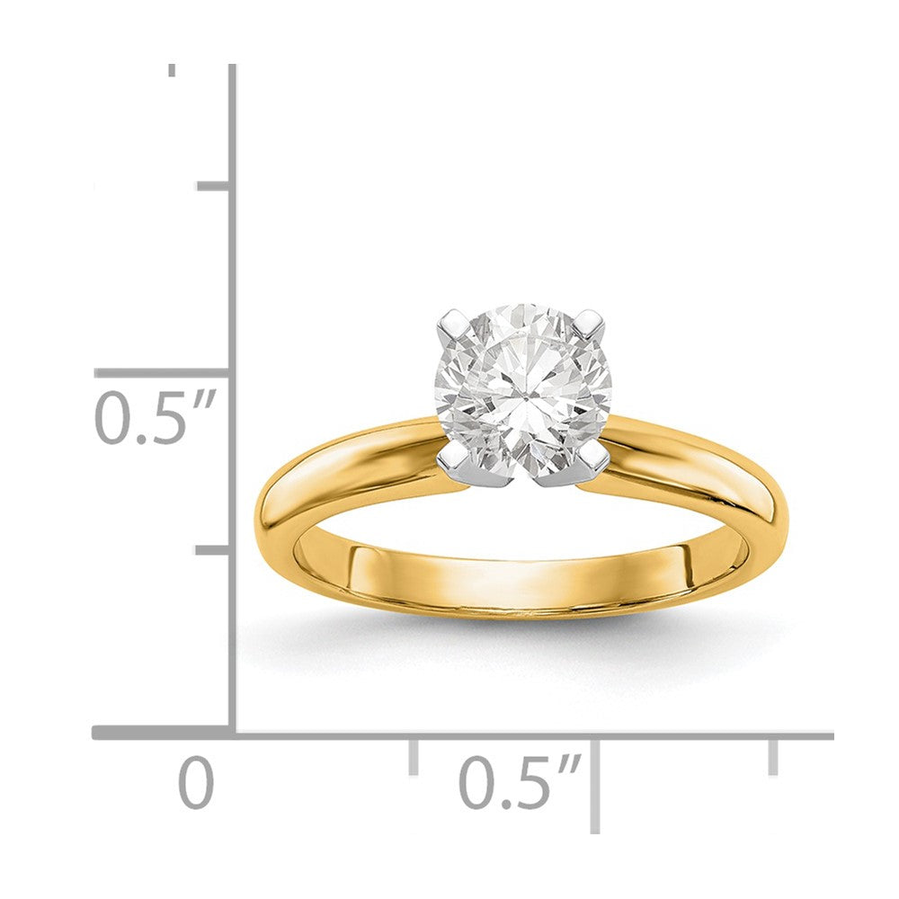 14k Two-Tone 1 carat Medium-Weight Knife Edge/Half-Round 4-Prong Round Solitaire Ring Mounting