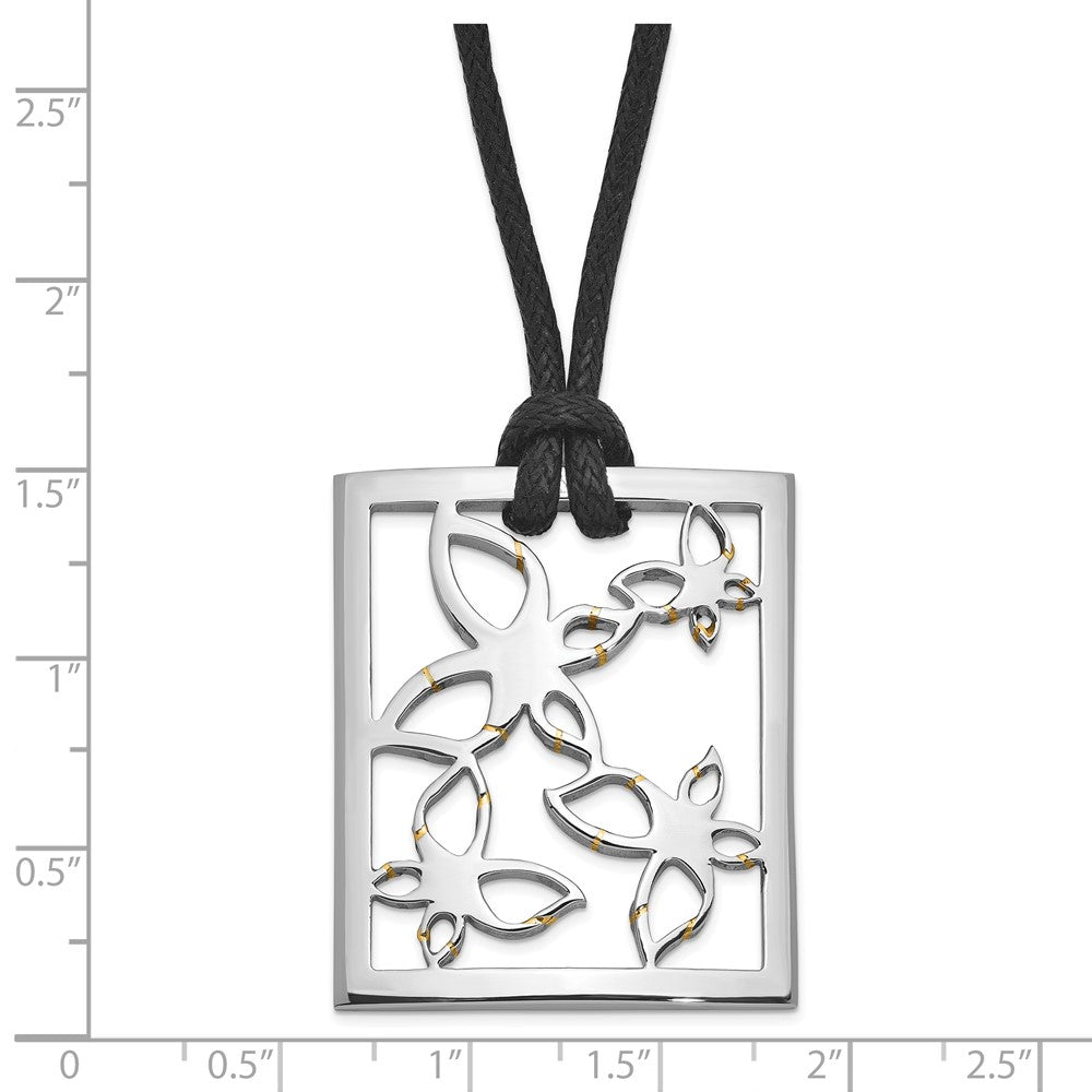 Stainless Steel Polished Square Butterfly Necklace