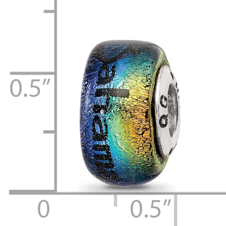 Sterling Silver Reflections Bahama Orange Dichroic Glass Bead