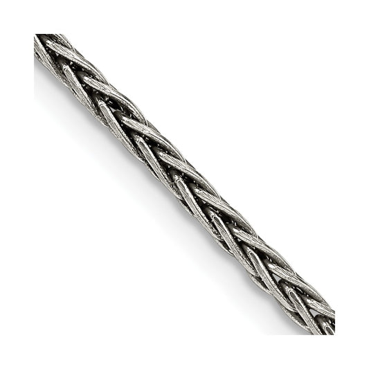 Sterling Silver Antiqued 2.2mm Solid Square Spiga Chain 22 Inches