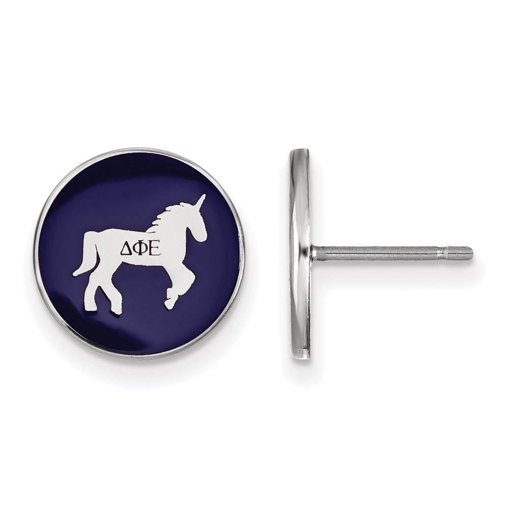 Sterling Silver Official Licensed Greek Sororities Delta Phi Epsilon (???) Enameled Post Earrings