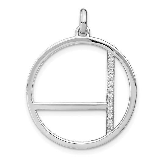 Sterling Silver Rhodium-plated CZ Pendant