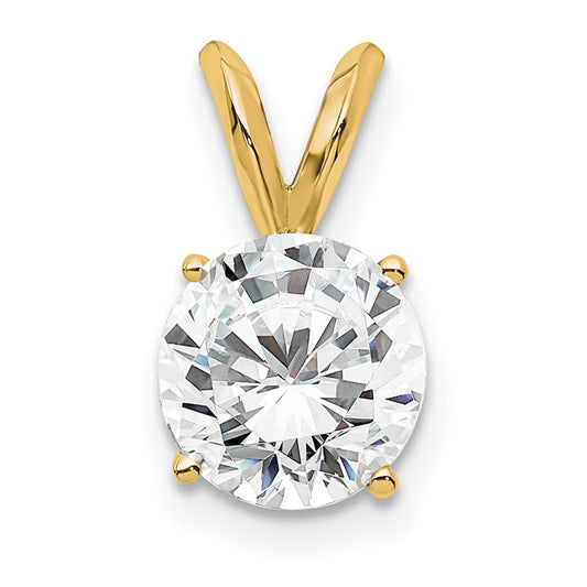 14k 1 carat Lab Grown Diamond VS+ F+ Round Complete Four Prong Solitaire Pendant