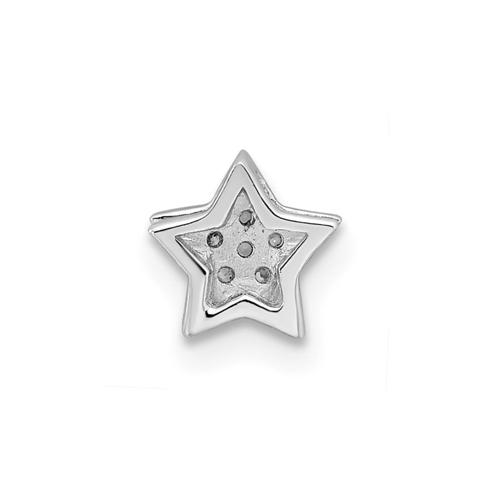 Silver Notes Sterling Silver Rhodium plated CZ Star Slide Charm