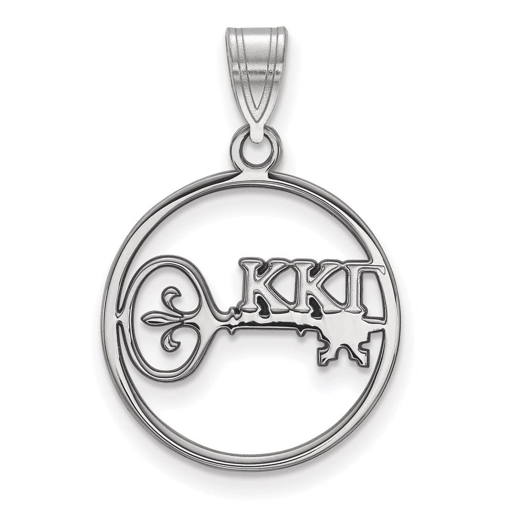 Sterling Silver Official Licensed Greek Sororities Kappa Kappa Gamma (???) Small Circle Pendant