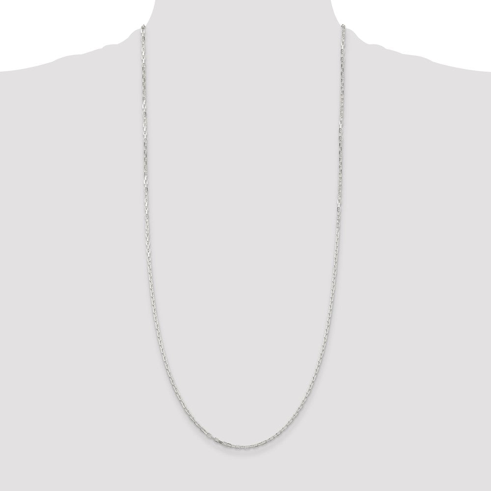Sterling Silver 2.2mm Diamond-cut Long Link Cable Chain 30 Inches