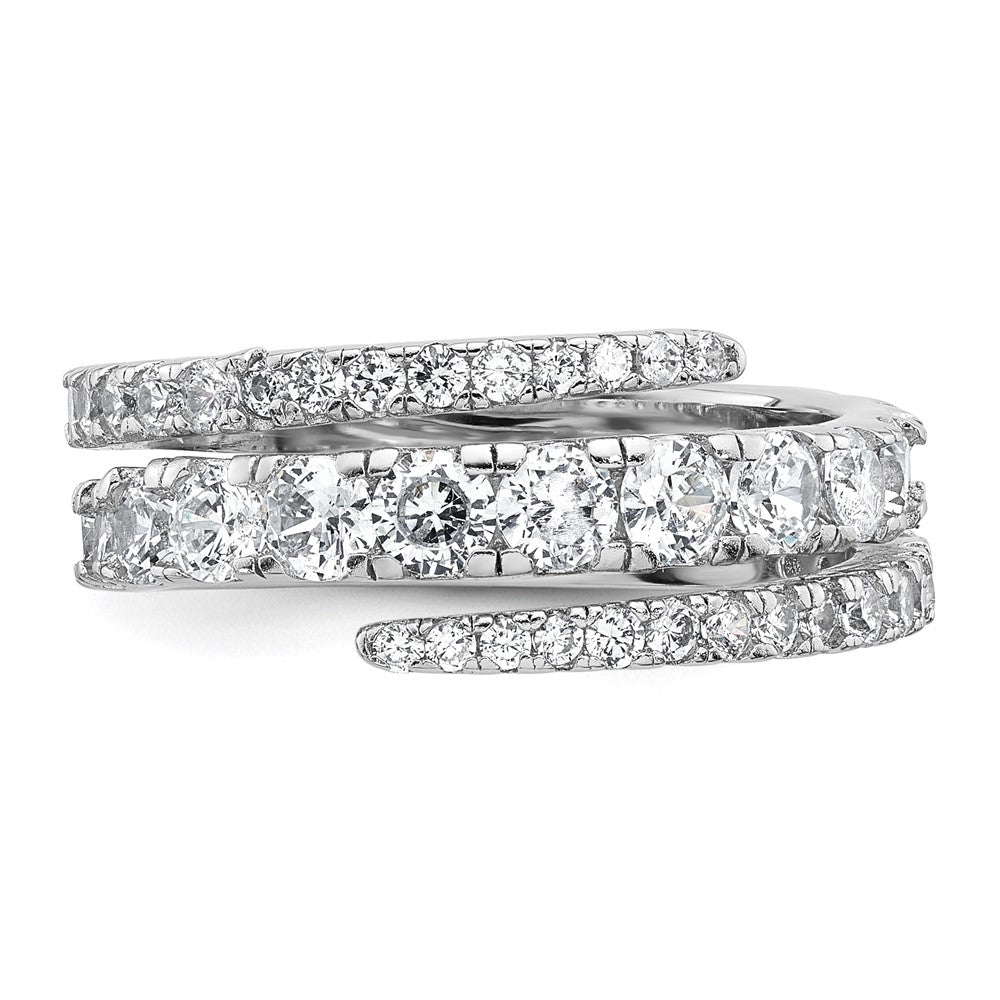 Sterling Silver Rhodium-plated Polished CZ Wrapped Band Size 8 Ring