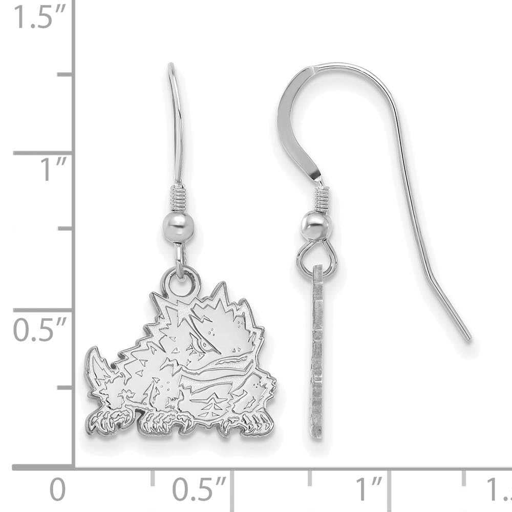 LogoArt Sterling Silver Texas Christian University Small Dangle Earrings Wire