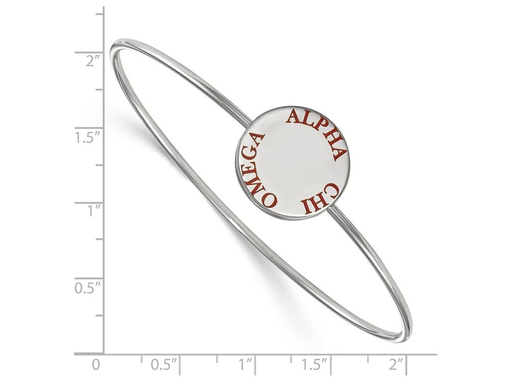 Sterling Silver Official Licensed Greek Sororities 7in Alpha Chi Omega (???) Enameled Slip-on Bangle
