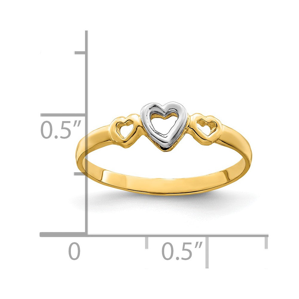 14k Two-tone Gold Hearts Ring