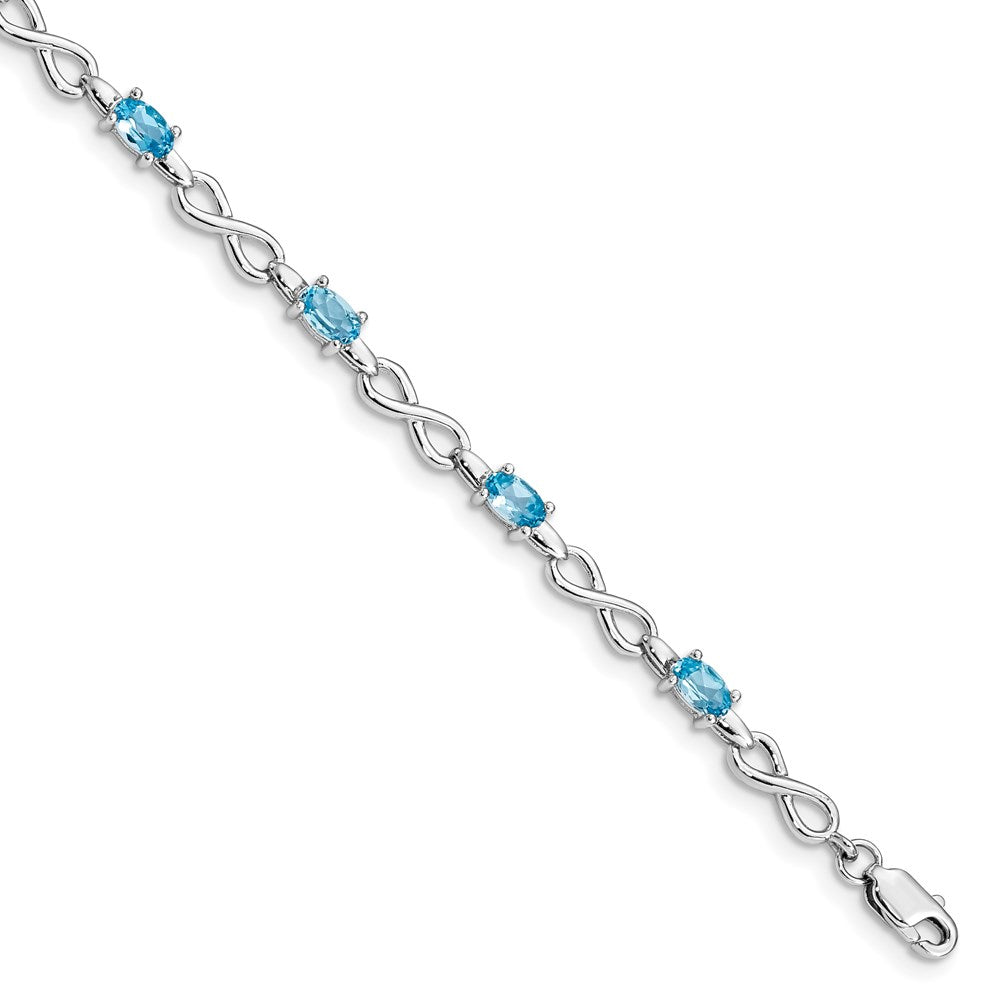 Sterling Silver Rhodium-plated Blue Topaz Bracelet 7.5 inches