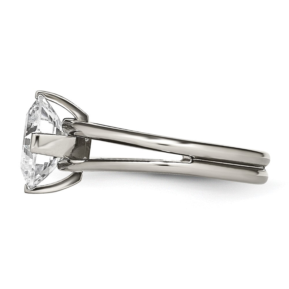 Titanium Polished with CZ Ring Size - 8