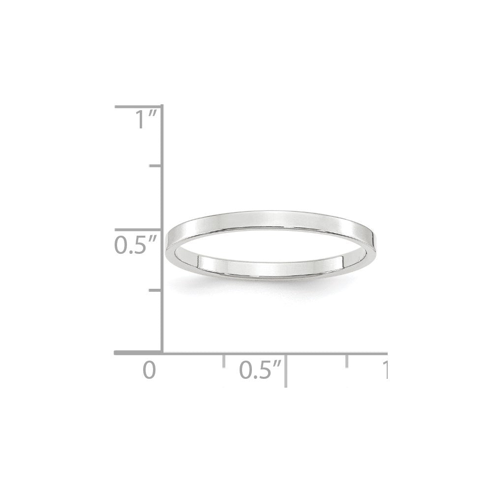 10k White Gold 2mm Lightweight Flat Wedding Band Size 5