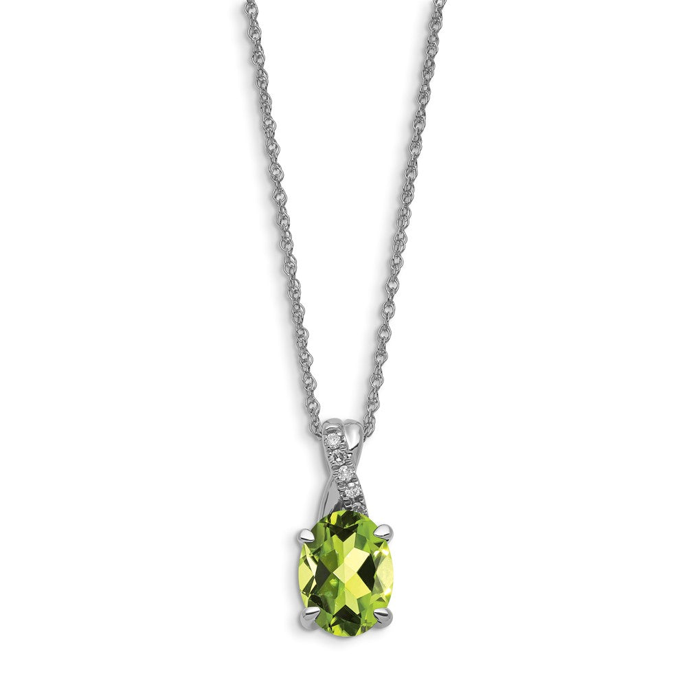 10kw 8x6 Oval Peridot & Diamond Pendant w/Chain