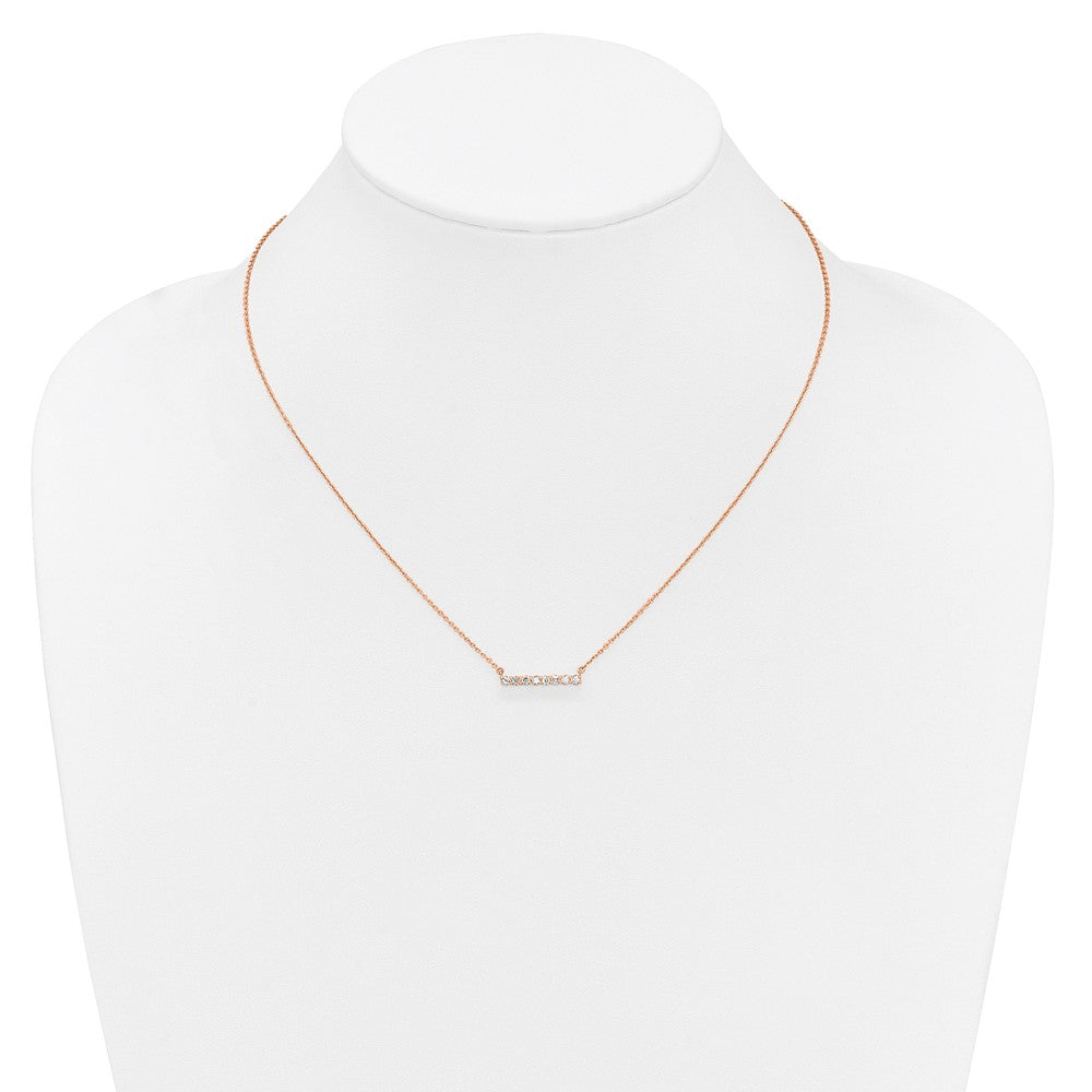 14k Rose Gold 1/3 carat Lab Grown Diamond VS/SI+ G+ 18 inch Bar Necklace