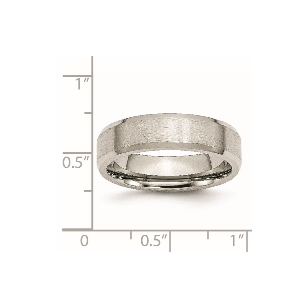 Stainless Steel Brushed and Polished 6mm Flat Beveled Edge Band Size - 12