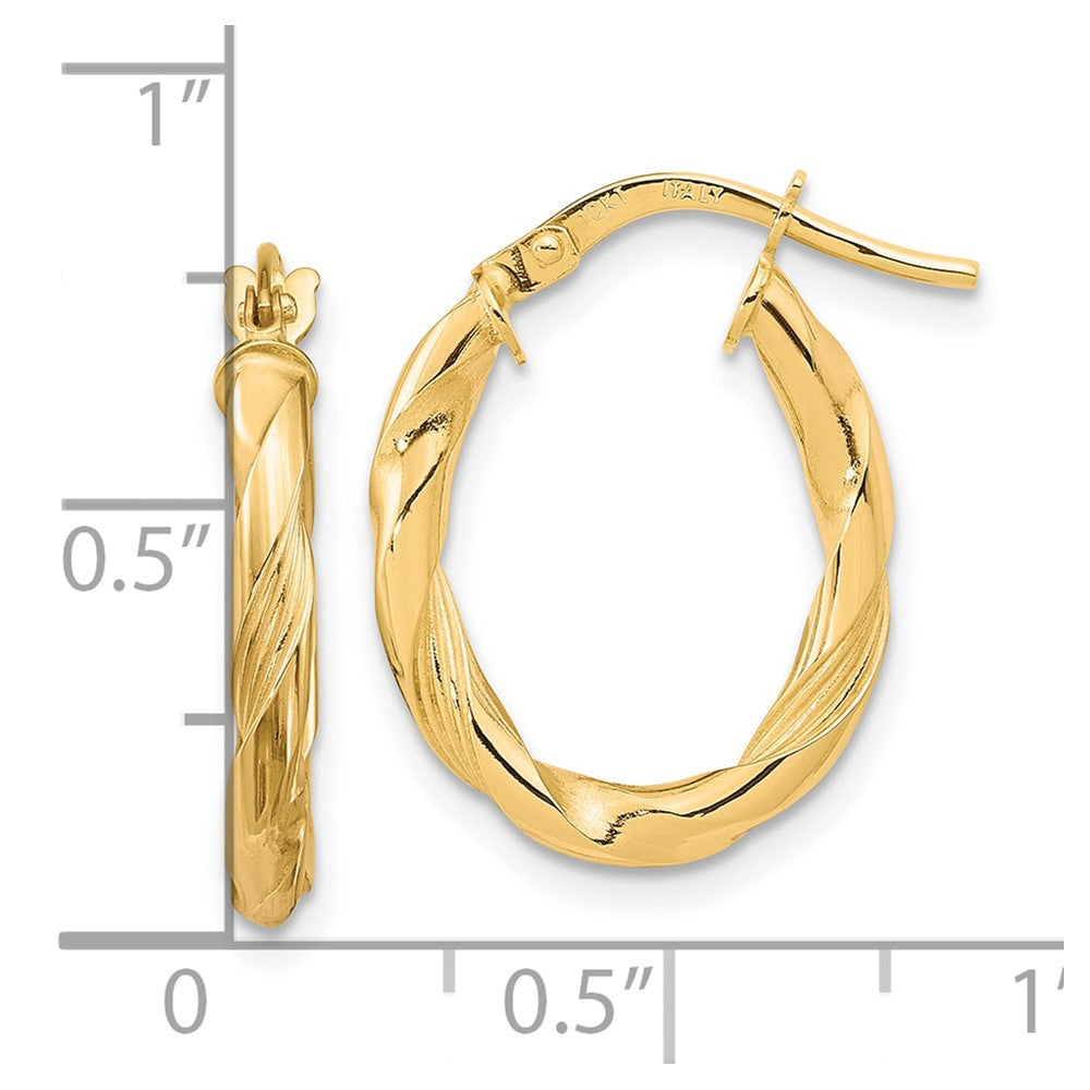 10K Polished and Textured Hoop Earrings
