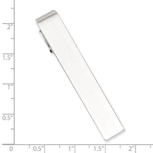 Solid Engravable (front only) Rhodium Plated Satin Tie Bar 53x9mm Wide-Tie Clip for Men