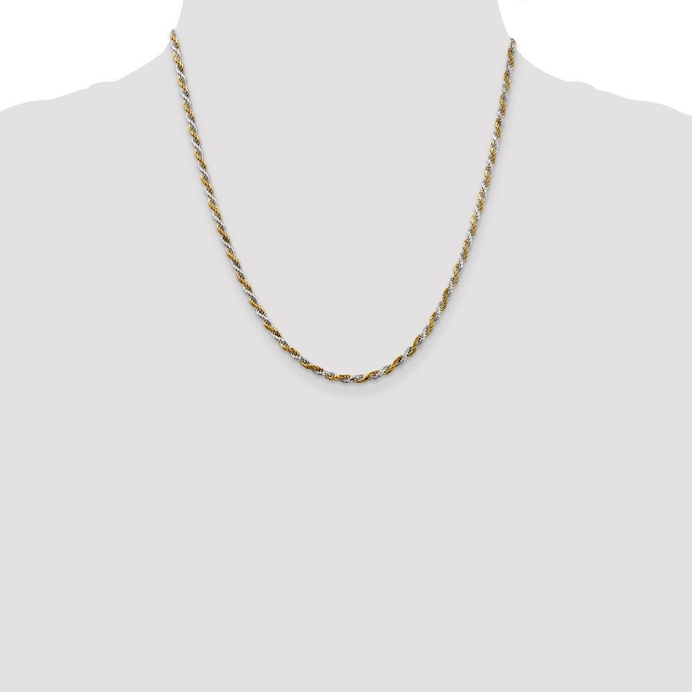 Sterling Silver And Vermeil 2.5mm Diamond-cut Rope Chain 20 Inches
