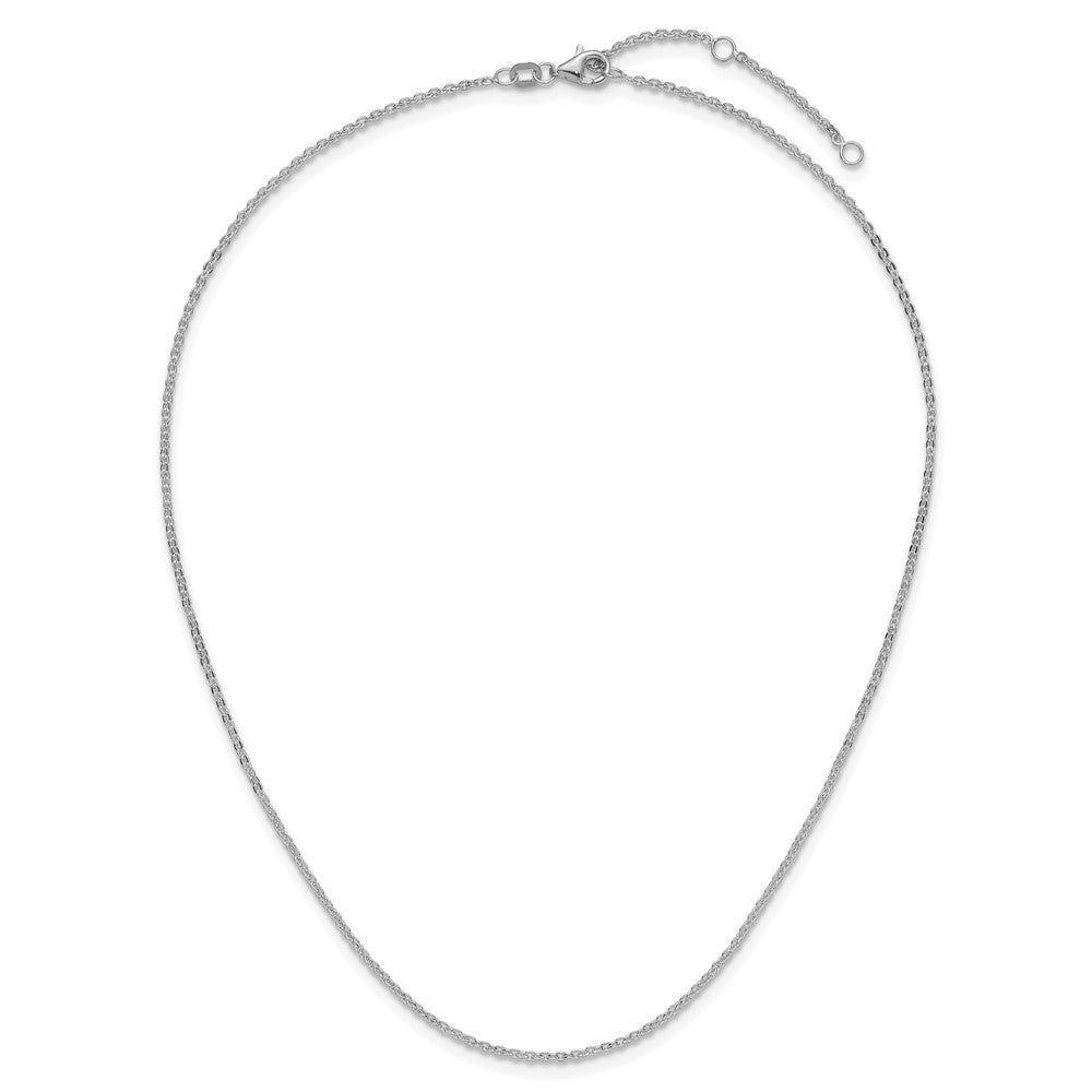 14K White Gold 1.7mm Flat Cable 1in+1in Adjustable Chain